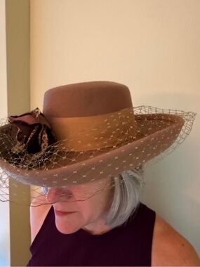 Sonni Womens Mauve Felt Dress Hat with Veil